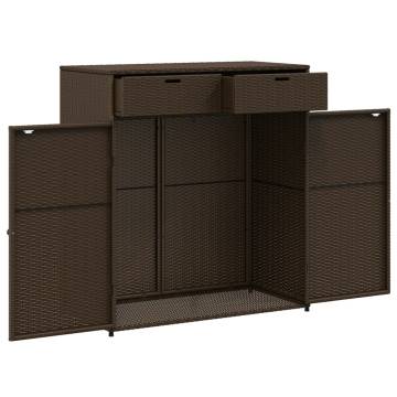 Garden Storage Cabinet Brown 105x55x113 cm - Poly Rattan