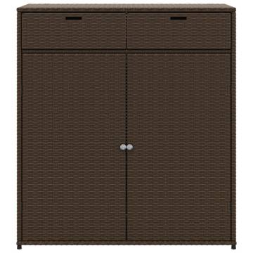 Garden Storage Cabinet Brown 105x55x113 cm - Poly Rattan