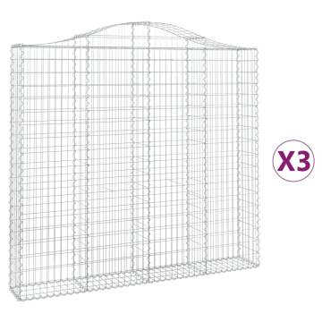 Arched Gabion Baskets - 3 pcs Galvanised Iron | HipoMarket