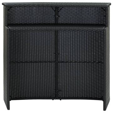 Garden Bar Table Black - Stylish 2-Tier Poly Rattan Design