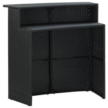 Garden Bar Table Black - Stylish 2-Tier Poly Rattan Design