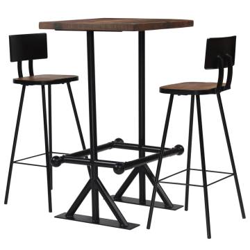 3 Piece Solid Reclaimed Wood Bar Set - Industrial Style