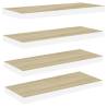 Floating Wall Shelves - 4 pcs Oak & White | Stylish Display