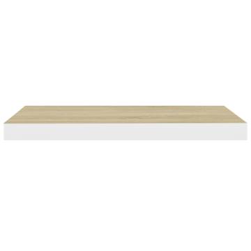 Floating Wall Shelves - 4 pcs Oak & White | Stylish Display