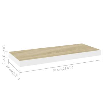 Floating Wall Shelves - 4 pcs Oak & White | Stylish Display