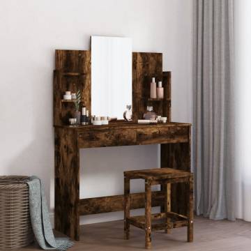 Dressing Table with Mirror - Smoked Oak | Stylish Bedroom Storage