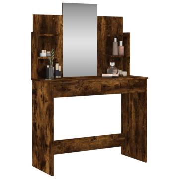 Dressing Table with Mirror - Smoked Oak | Stylish Bedroom Storage