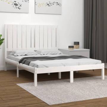 White Solid Wood Bed Frame 120x190 cm - Modern Design