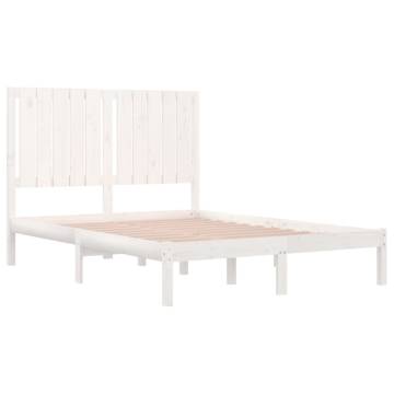 White Solid Wood Bed Frame 120x190 cm - Modern Design