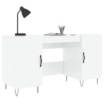 High Gloss White Desk - 140x50x75 cm Engineered Wood