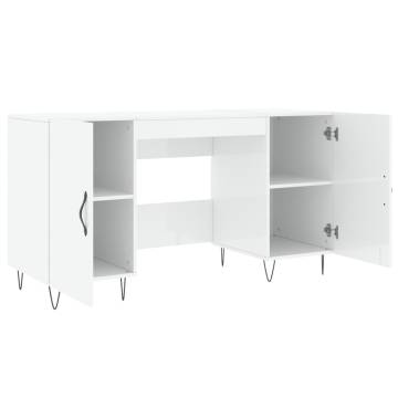 High Gloss White Desk - 140x50x75 cm Engineered Wood