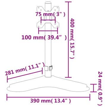 Adjustable Monitor Mount - Black Steel VESA 75/100 mm