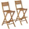 Folding Outdoor Bar Stools - 2pcs Solid Teak Wood