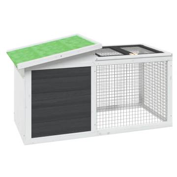 Rabbit Hutch Grey 100.5x54x55 cm - Solid Wood Pine - HipoMarket