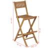 Folding Outdoor Bar Stools - 2pcs Solid Teak Wood