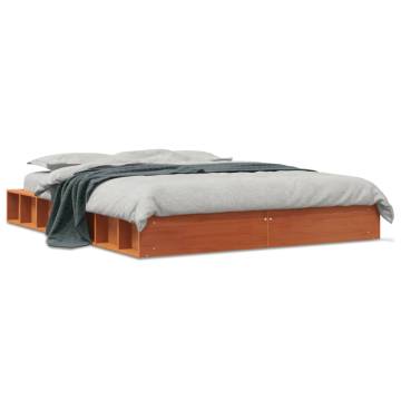 Solid Wood Pine Bed Frame - Wax Brown 140x190 cm for Comfort