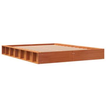 Solid Wood Pine Bed Frame - Wax Brown 140x190 cm for Comfort