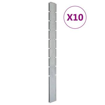 Garden Fence Posts 10 pcs Silver 220 cm Galvanised Steel