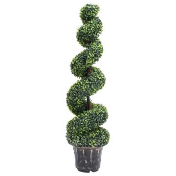 Artificial Boxwood Spiral Plant with Pot - 117 cm Green