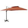 Cantilever Umbrella with Double Top 300x300 cm Terracotta Colour terracotta Size 300 x 300 cm Quantity in Package 1 