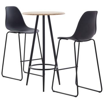 3 Piece Bar Set - Modern Black Plastic Furniture