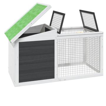 Rabbit Hutch Grey 100.5x54x55 cm - Solid Wood Pine - HipoMarket