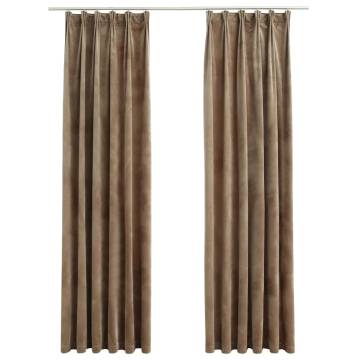 Elegant Velvet Blackout Curtains - 2 Pcs Beige 140x245 cm