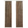 Elegant Velvet Blackout Curtains - 2 Pcs Beige 140x245 cm