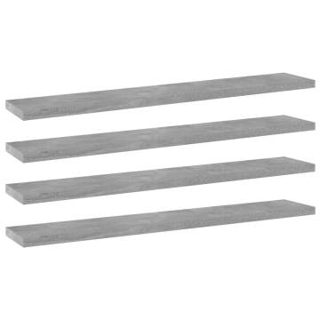 Bookshelf Boards 4 pcs Concrete Grey - Stylish Storage Solution