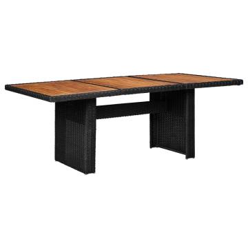 Garden Dining Table Black 200x100 cm - Durable Poly Rattan