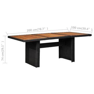 Garden Dining Table Black 200x100 cm - Durable Poly Rattan