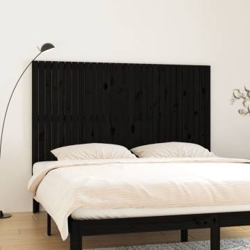 Elegant Black Wall Headboard - Solid Pine Wood 185x3x110 cm