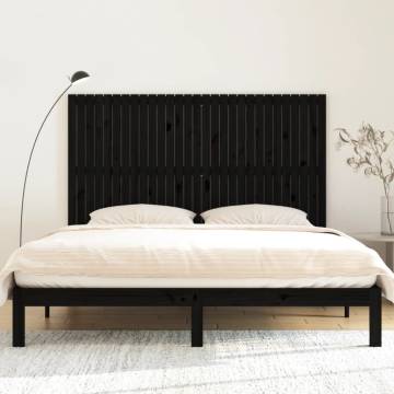 Elegant Black Wall Headboard - Solid Pine Wood 185x3x110 cm