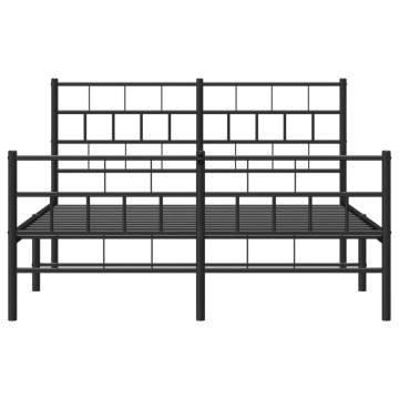 Black Metal Bed Frame with Headboard & Footboard - King Size