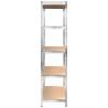 5-Layer Heavy-Duty Shelves - 2 pcs Silver Steel & Engineered Wood