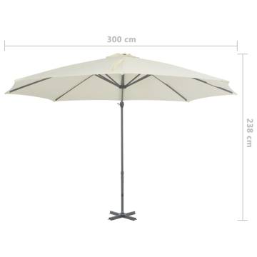 Cantilever Umbrella with Aluminium Pole Sand 300 cm - HipoMarket