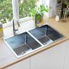 Handmade Kitchen Sink Stainless Steel Colour silver Size 76 x 44 x 20 cm (two sinks) 