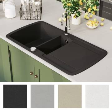 Granite Kitchen Sink Double Basin Black | Durable & Stylish