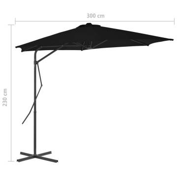 Outdoor Parasol with Steel Pole - Black 300x230 cm