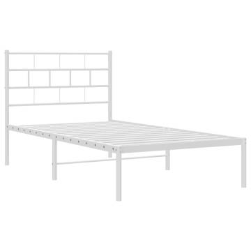 Metal Bed Frame with Headboard White 100x190 cm | HipoMarket