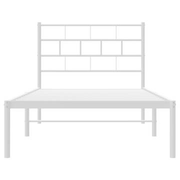 Metal Bed Frame with Headboard White 100x190 cm | HipoMarket