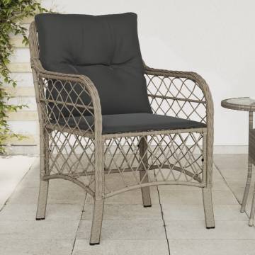 Garden Chairs with Cushions - 2 pcs Light Grey Poly Rattan