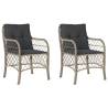 Garden Chairs with Cushions - 2 pcs Light Grey Poly Rattan