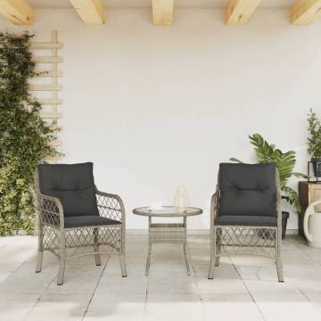 Garden Chairs with Cushions - 2 pcs Light Grey Poly Rattan