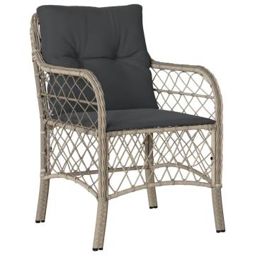 Garden Chairs with Cushions - 2 pcs Light Grey Poly Rattan