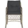 Garden Chairs with Cushions - 2 pcs Light Grey Poly Rattan