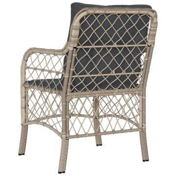 Garden Chairs with Cushions - 2 pcs Light Grey Poly Rattan