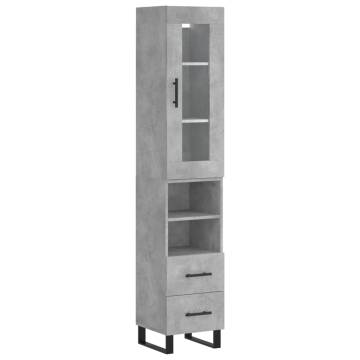 Stylish Highboard Concrete Grey - 34.5x34x180 cm - Hipomarket