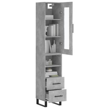 Stylish Highboard Concrete Grey - 34.5x34x180 cm - Hipomarket