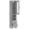 Stylish Highboard Concrete Grey - 34.5x34x180 cm - Hipomarket